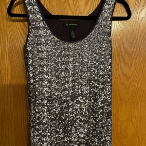 INC International Concepts, Sequin Tank Top, Medium Gray, size medium